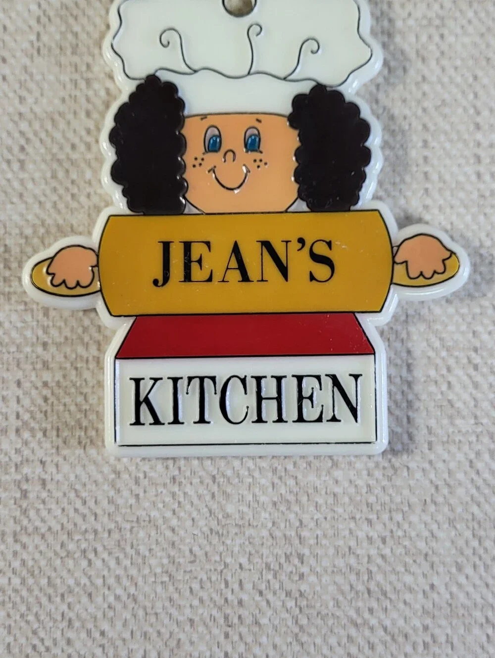 Vintage Jean's Kitchen Decorative Chef Magnet - White, Yellow, Red, Black